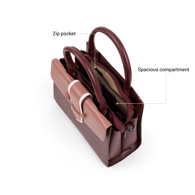 Mochi Women Maroon Satchel Bag (SKU: 66-1131-44-10)
