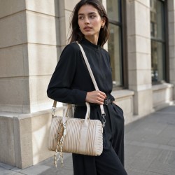 Mochi Women Beige Satchel Bag