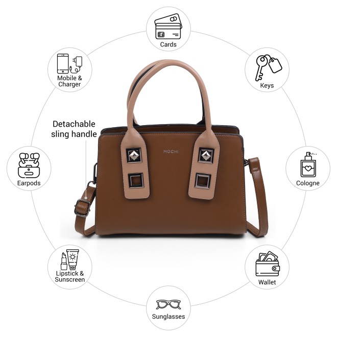 Mochi Women Brown Satchel Bag (SKU: 66-1186-12-10)