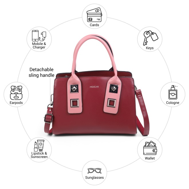Mochi Women Maroon Satchel Bag (SKU: 66-1186-44-10)