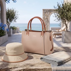 Mochi Women Beige Satchel Bag