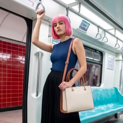Mochi Women Off-white Satchel Bag