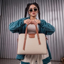 Mochi Women Beige Satchel Bag