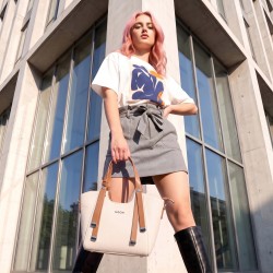 Mochi Women White Satchel Bag
