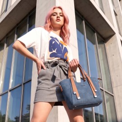 Mochi Women Blue Satchel Bag