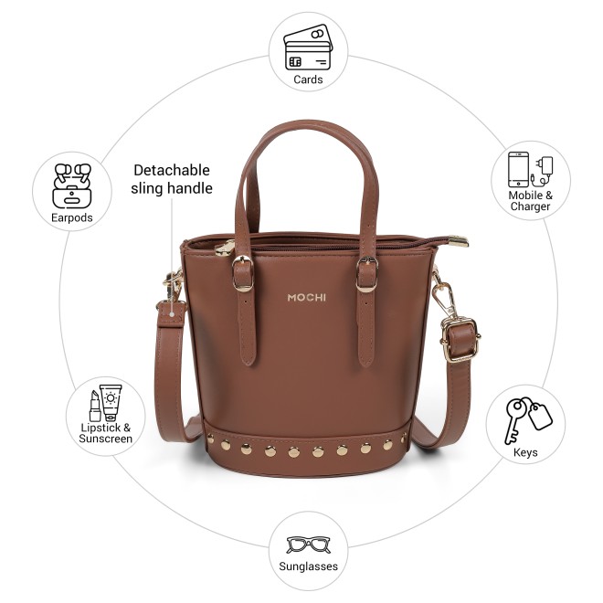 Mochi Women Brown Satchel Bag (SKU: 66-1287-12-10)