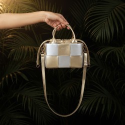 Mochi Women Gold Satchel Bag