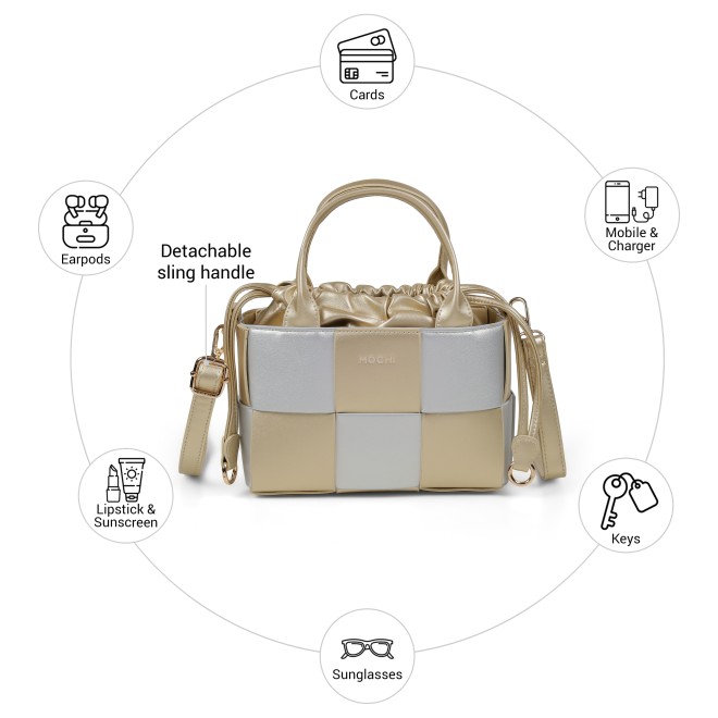 Mochi Women Gold Satchel Bag (SKU: 66-1291-15-10)
