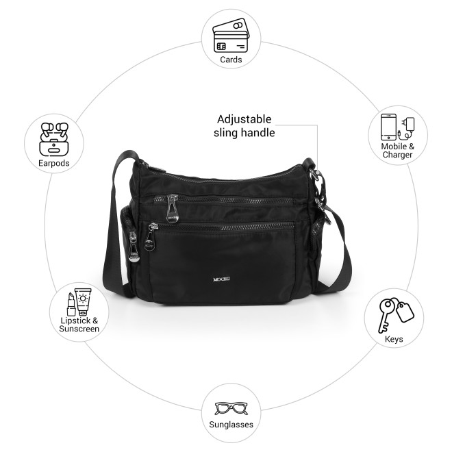 Mochi Women Black Sling Bag (SKU: 66-1295-11-10)