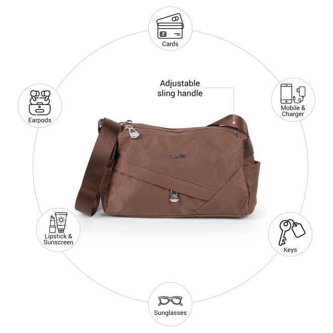 Mochi Women Brown Sling Bag (SKU: 66-1296-12-10)