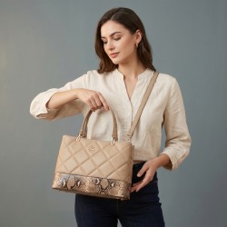 Mochi Women Beige Satchel Bag