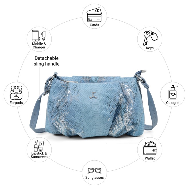 Mochi Women Blue Sling Bag (SKU: 66-1491-45-10)