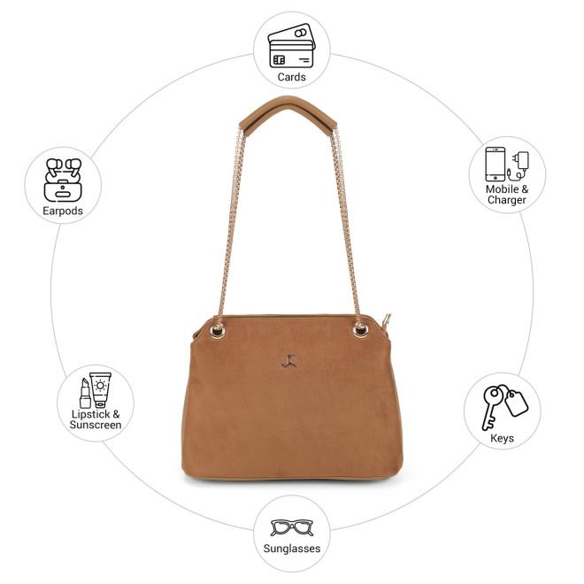 Mochi Women Tan-suede Shoulder Bag (SKU: 66-282-38-10)