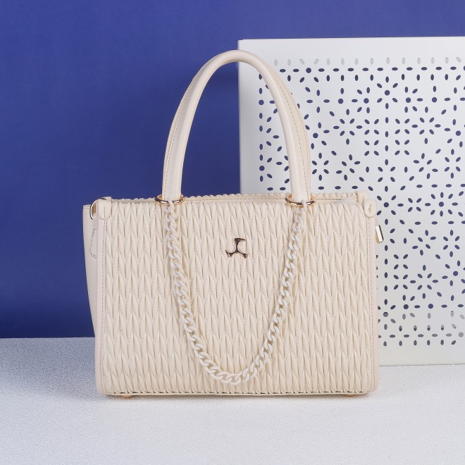 Women Beige Hand Bags Satchel Bags