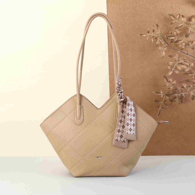 Women Beige Casual Tote Bag
