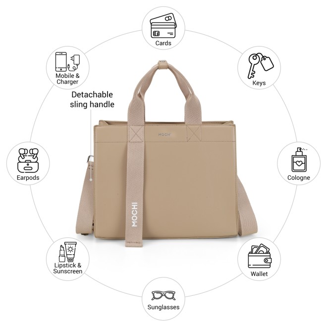 Mochi Women Beige Satchel Bag (SKU: 66-592-20-10)
