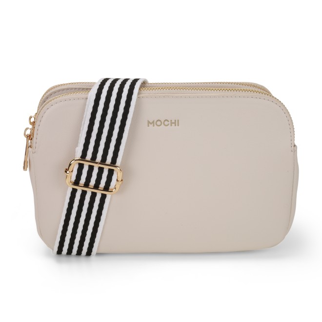 Mochi Women Off-White Hand Bags Zip Top Sling