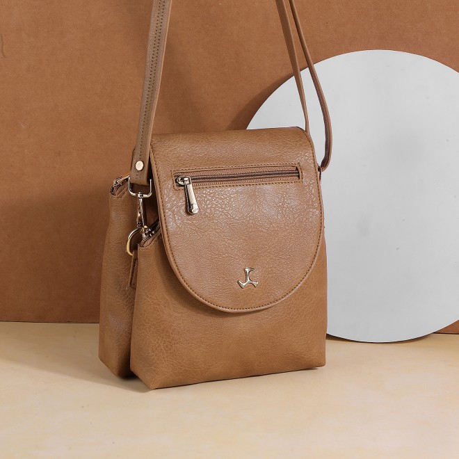 Women Beige  Flap Over Sling