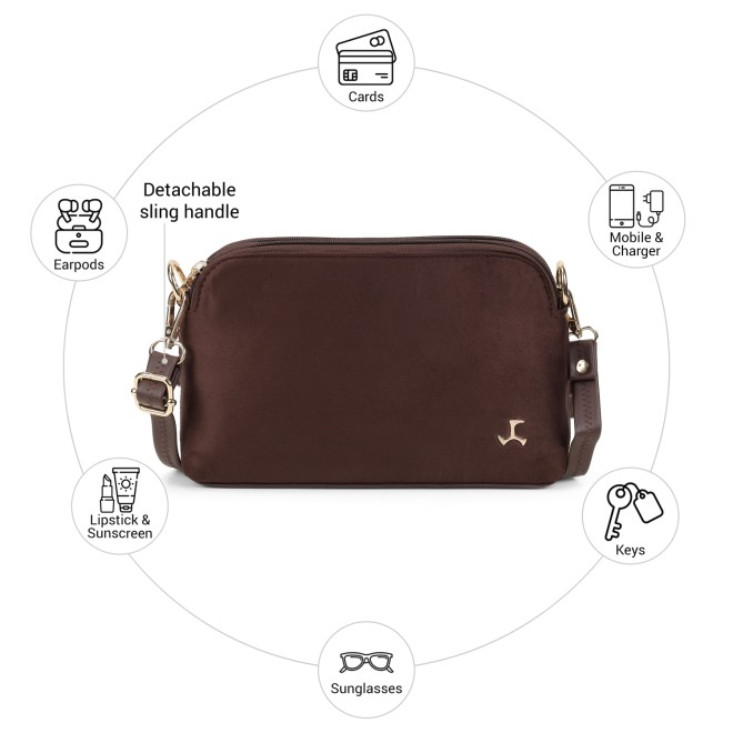 Mochi Women Brown-suede Sling Bag (SKU: 66-6881-35-10)
