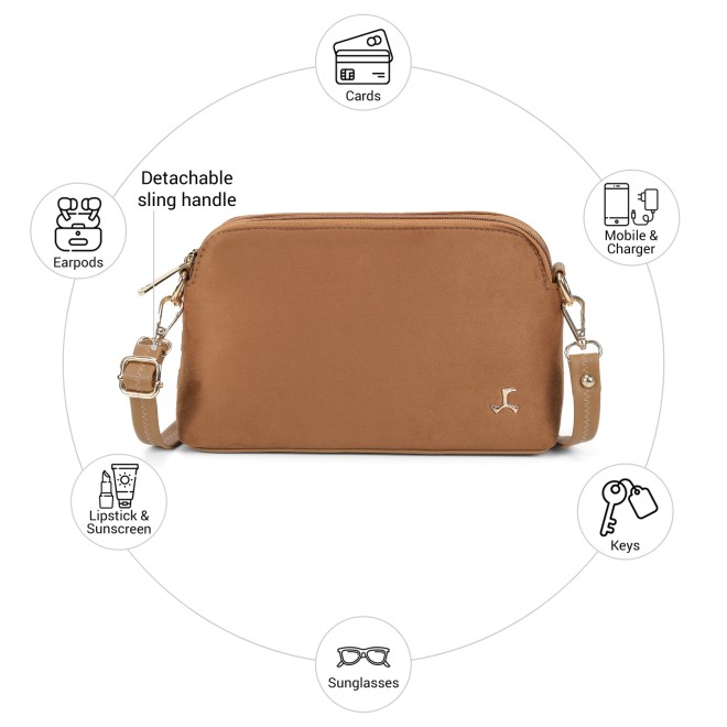 Mochi Women Tan-suede Sling Bag (SKU: 66-6881-38-10)