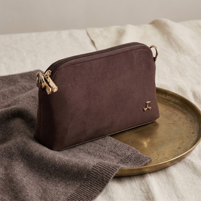 Mochi Women Brown-suede Sling Bag