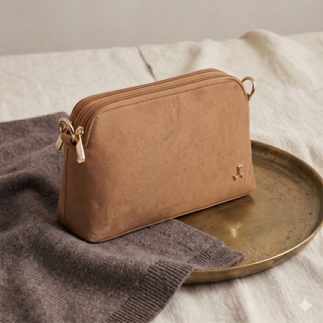 Mochi Women Tan-suede Sling Bag