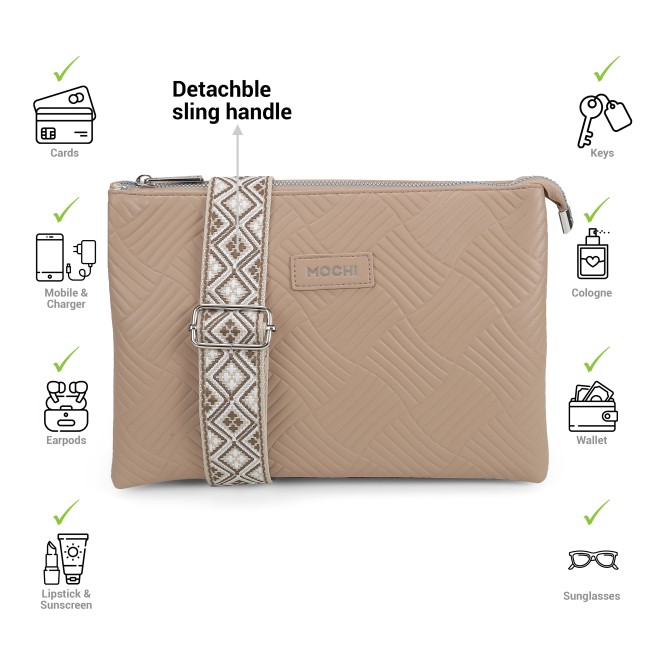 Mochi Women Khaki Hand Bags Sling Bags (SKU: 66-692-62-10)