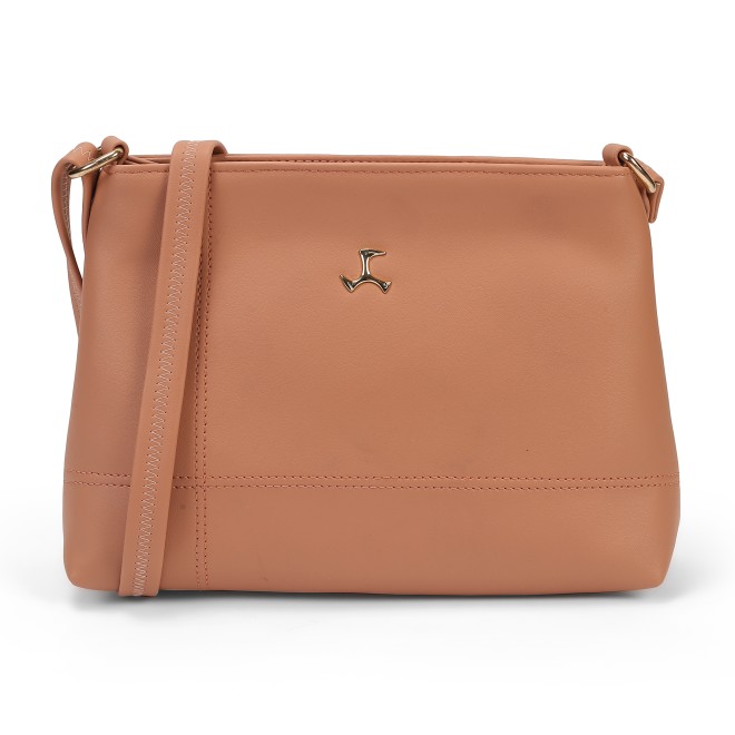 Mochi Women Orange Hand Bags Zip Top Sling