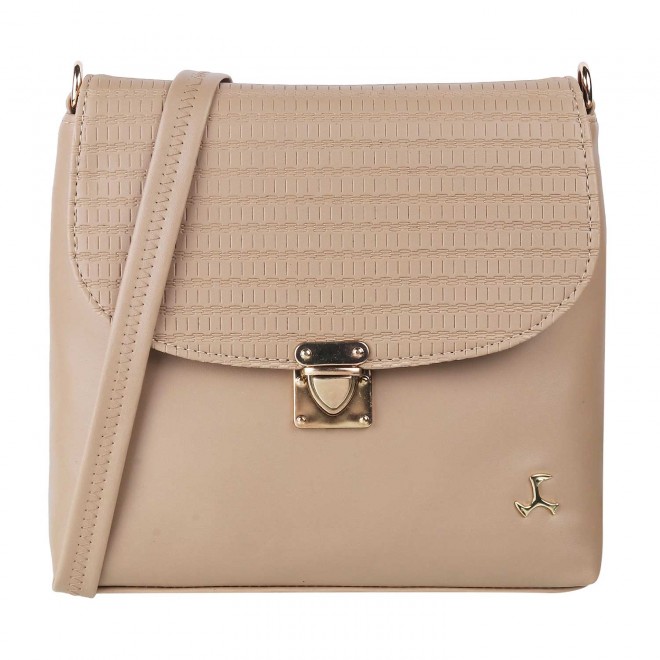 Women Beige Flap Over Sling