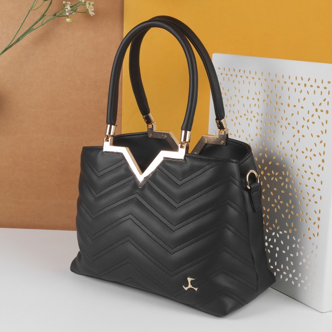 Women Black Hand Bags Zip Top Sling