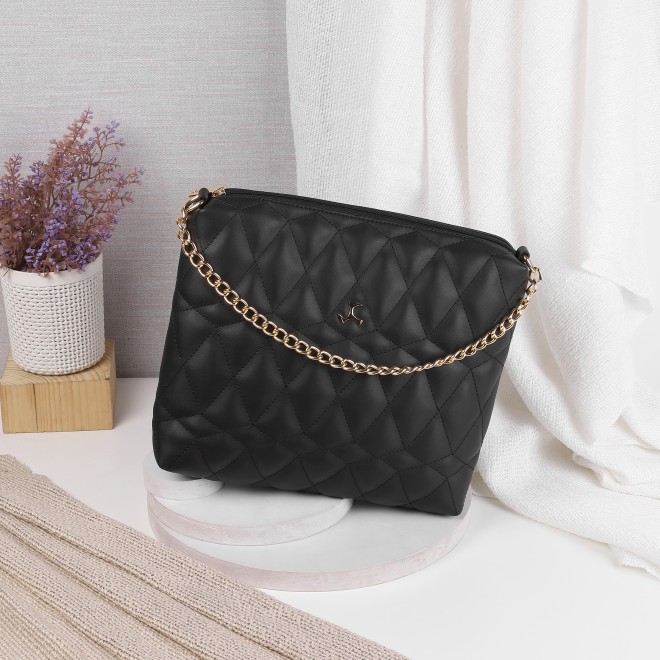 Women Black Hand Bags Zip Top Sling