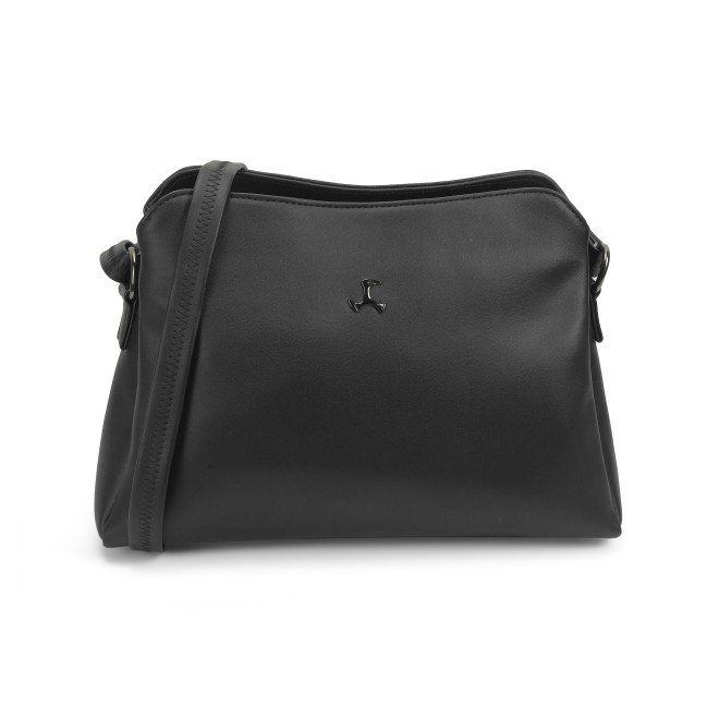 Women Black Hand Bags Zip Top Sling