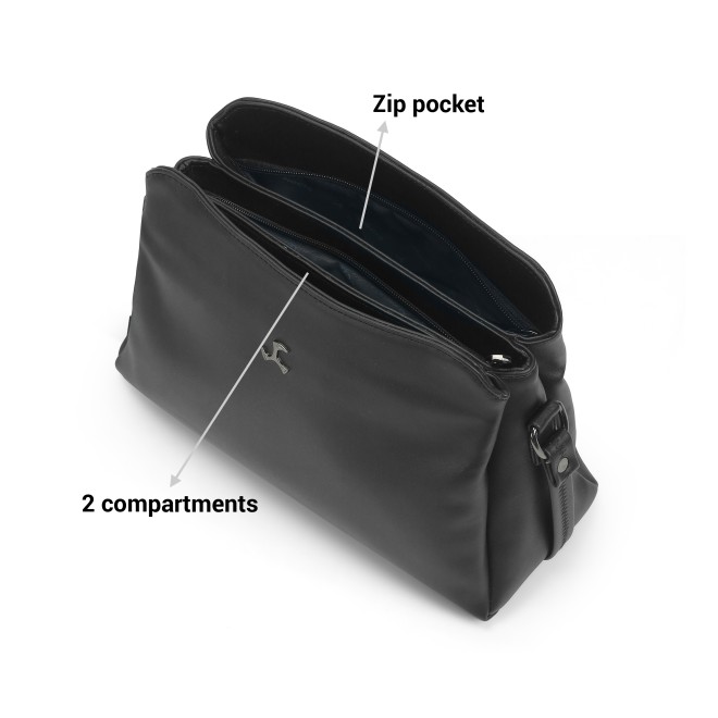 Mochi Women Black Hand Bags Zip Top Sling (SKU: 66-771-11-10)