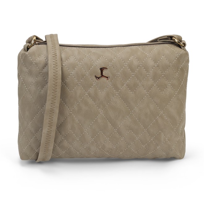 Mochi Women Beige Hand Bags Zip Top Sling