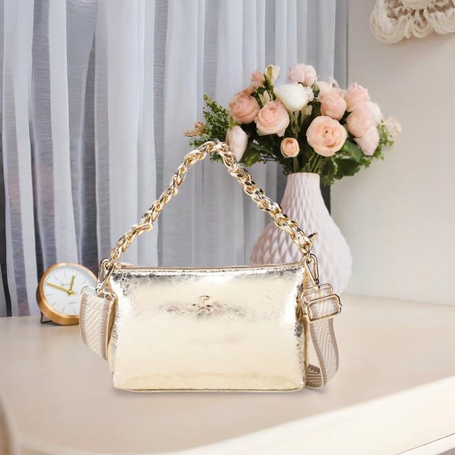 Women Gold Sling Bag