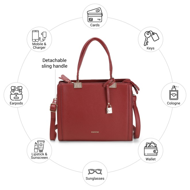 Mochi Women Maroon Satchel Bag (SKU: 66-872-44-10)