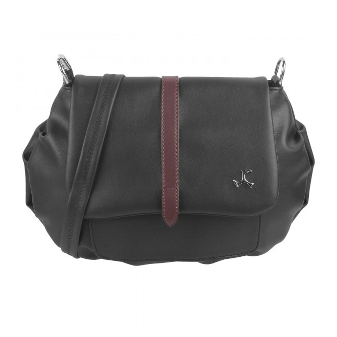 Mochi Women Black Hand Bags Flap Over Sling