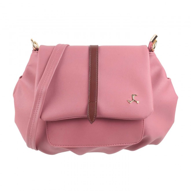 Mochi Women Peach Hand Bags Flap Over Sling