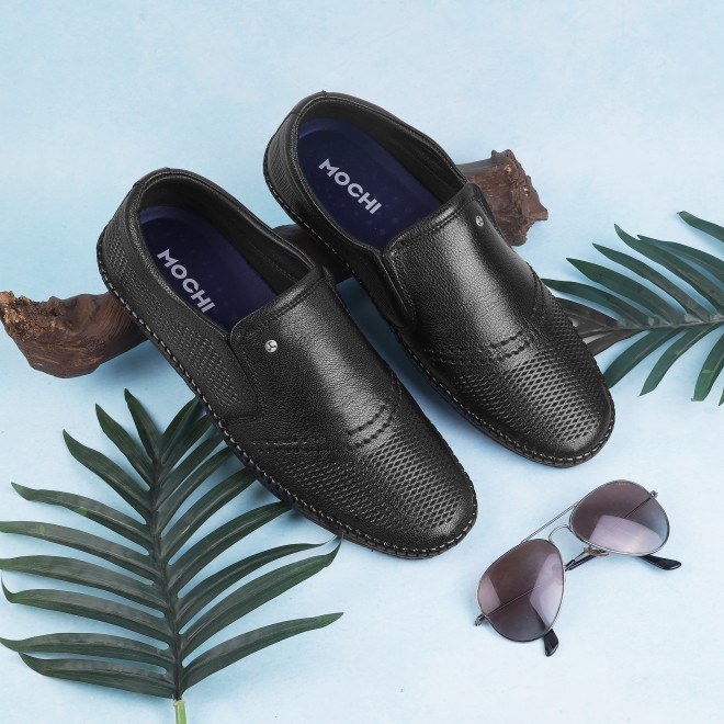 Mochi Men Black Casual Loafers