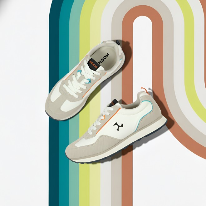 Mochi Men White Sports Walking Shoes