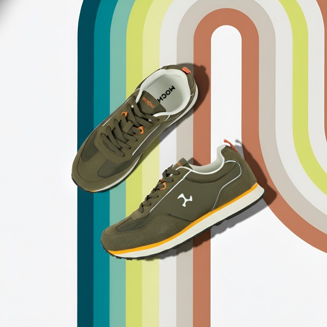 Mochi Men Olive Sports Walking Shoes