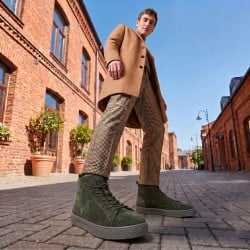Mochi Men Green Casual Boots