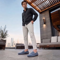 Mochi Men Blue Casual Loafers