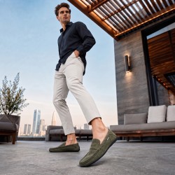 Mochi Men Olive Casual Loafers