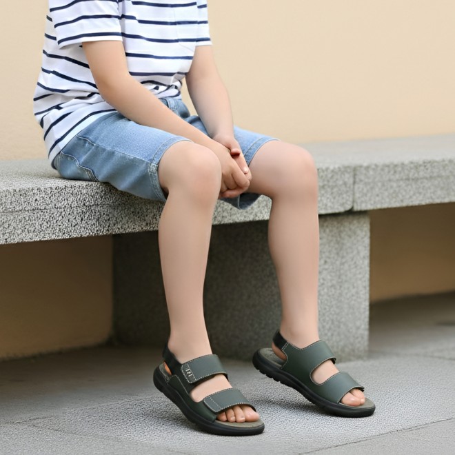 Kittens Boys Olive Casual Sandals (SKU: 74-800396-49-32)