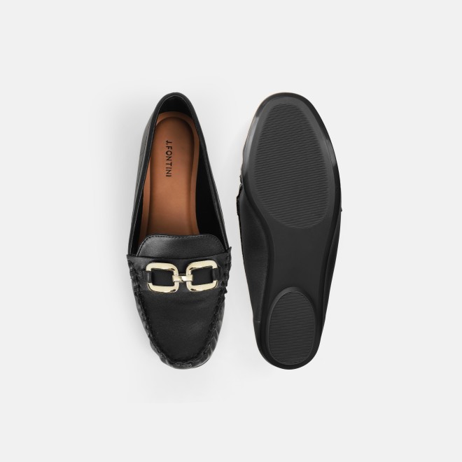 J.Fontini Women Black Casual Loafers (SKU: 75-169-11-36)
