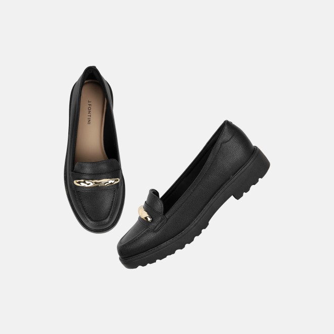 J.Fontini Women Black Casual Loafers (SKU: 75-171-11-36)