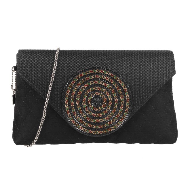Cheemo Women Black Envelope Clutch