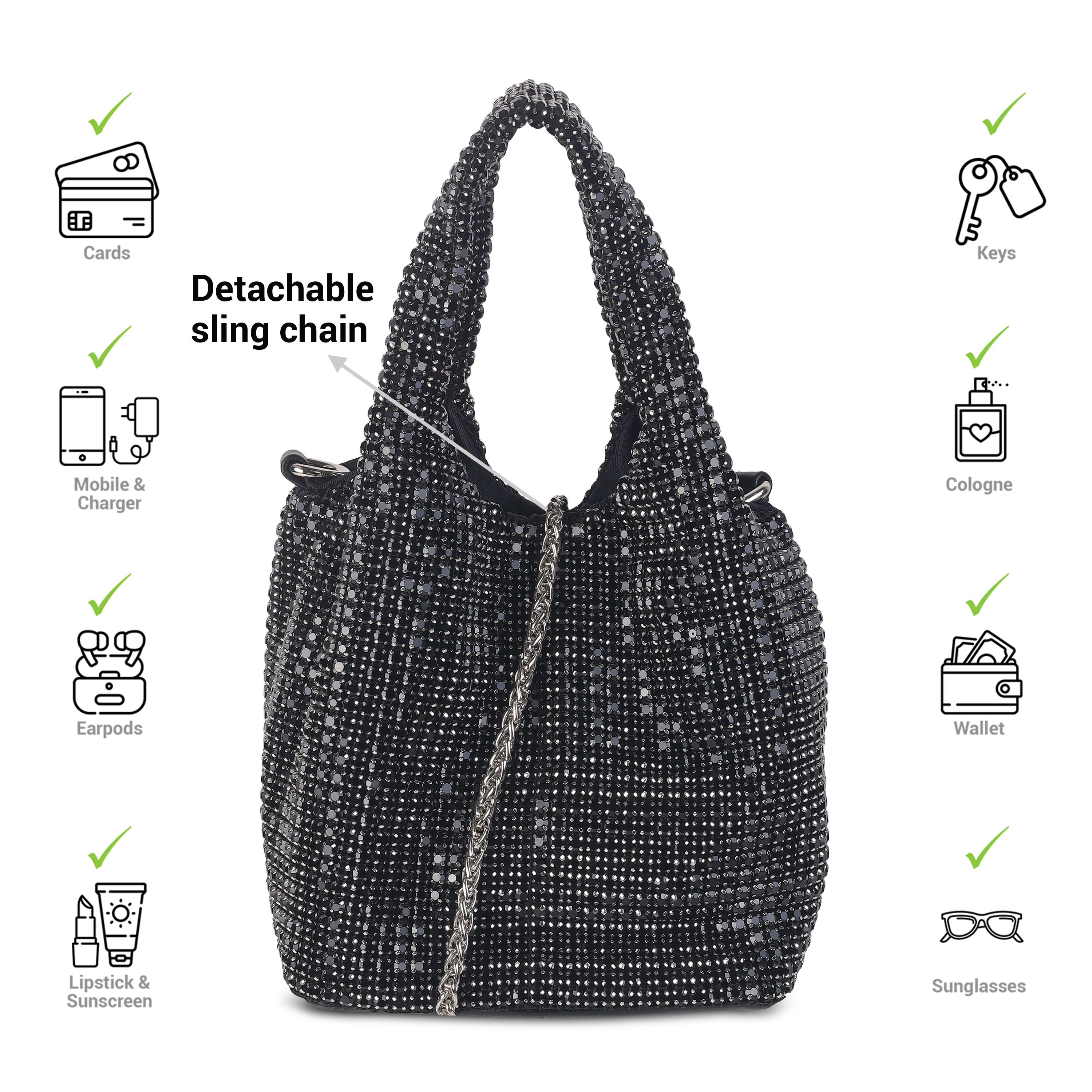 Cheemo Women Black Hobo Bag (SKU: 77-196-11-10)