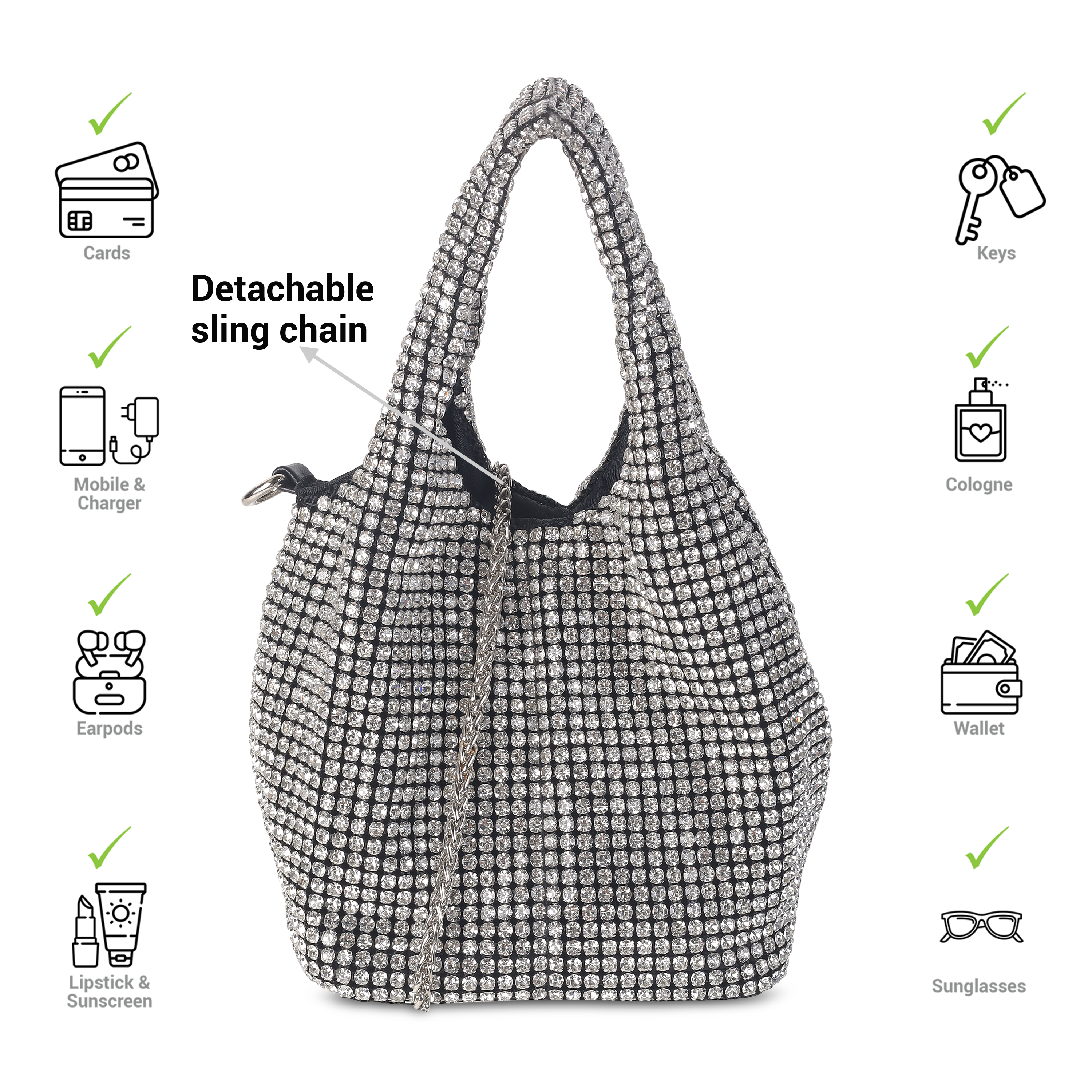 Cheemo Women Silver Hobo Bag (SKU: 77-196-27-10)